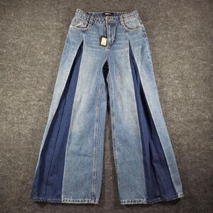 Fashion Nova Two-Tone Blue Straight Leg Jeans
